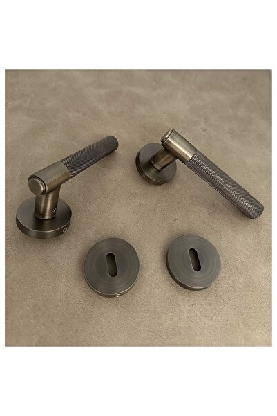 KOLDOOR Rivax Meta Antik Sarı Zamak Yuvarlak Rozetli Oda Kapı Kolu 1 Takım