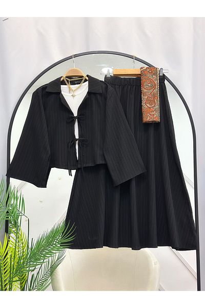 YEDİLALE Merve Skirt Jacket Double Set [Crinkle Fabric]