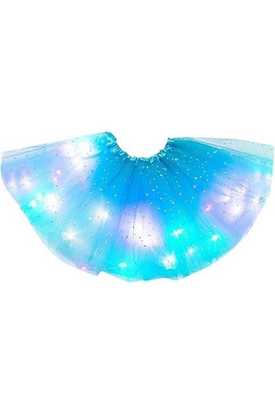 dalimag Fusta Luminoasa cu Lumini LED, Pentru Fetite, Albastru, Incorporate, Model Stelute, 75-80 CM