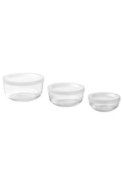 IKEA Food container with lid, set of 3, glass