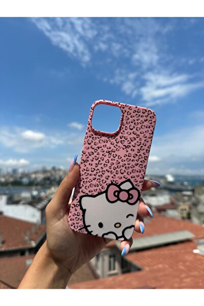Mobildizayn SAMSUNG A06 Uyumlu Papyonlu Leoparlı Hello Kitty Desenli Telefon Kılıfı