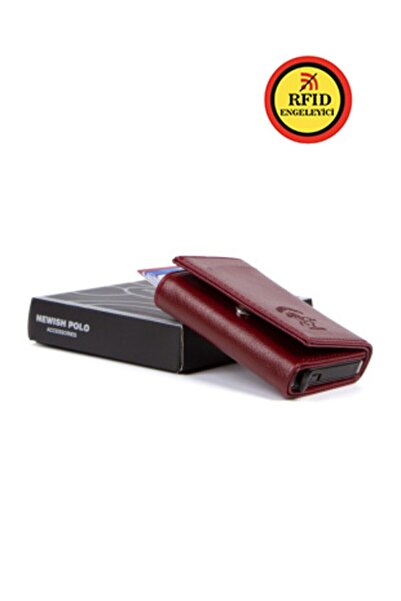 Newish Жіночий гаманець з механізмом і карткотримачем - бордовий