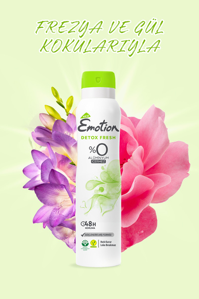 Emotion Detox Fresh Kadın Vegan Deodorant 4x150 Ml Hızlı Kurur, Leke Bırakmaz