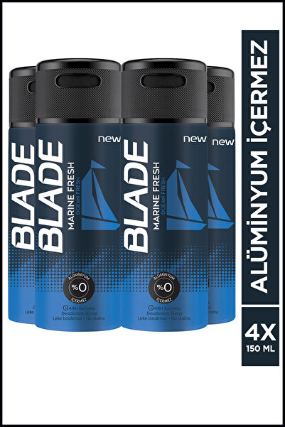 Blade Marine Fresh Erkek Deodorant 4x150 Ml Hızlı Kurur, Leke Bırakmaz