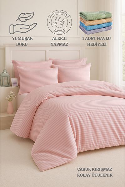 Formeya Modern Striped Elastic Sheet Single Duvet Cover Set