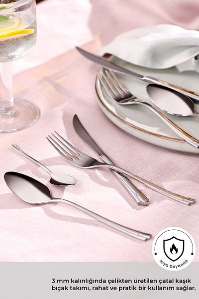 Emsan Accura 84 Piece Luxury Boxed Fork Spoon Knife Set for 12 Persons