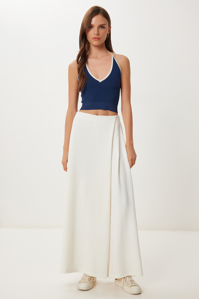 Happiness İstanbul Women's Bone Skirt Look Flexible Knitted Baggy Trousers Cr00520