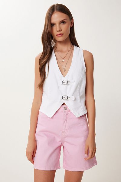 Happiness İstanbul Women's Pink City Boy Denim Shorts An00259
