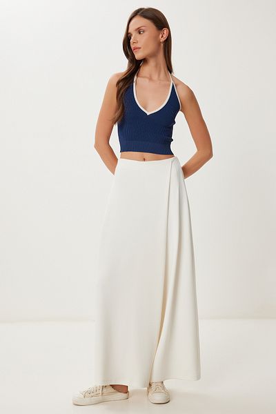 Happiness İstanbul Women's Bone Skirt Look Flexible Knitted Baggy Trousers Cr00520