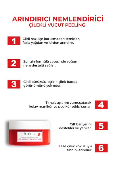 SİNOZ Body Scrub Nourishing Purifying Moisturizing Strawberry Body Scrub 300 Gr