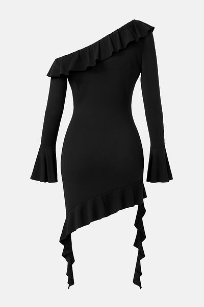 Edit by Trendyol Black Knitted Dress with Flywheel Detail - Tedaw25El00004