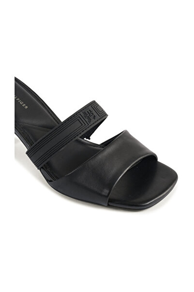 Tommy Hilfiger Black Sporty Leather Mule Women's Sandals