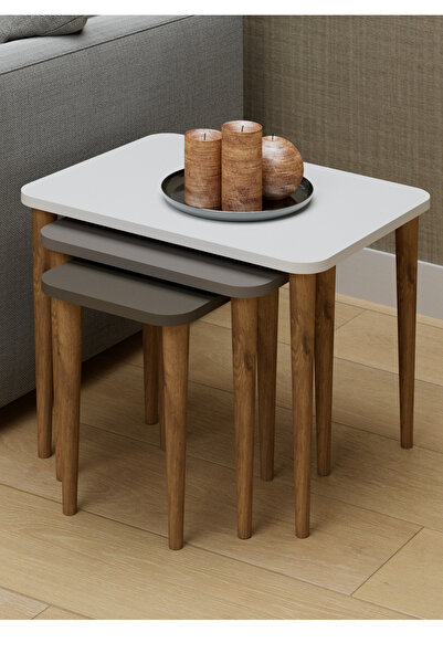 Monte Sehpa Beyaz - Cappuccino Letto Zigon Sehpa