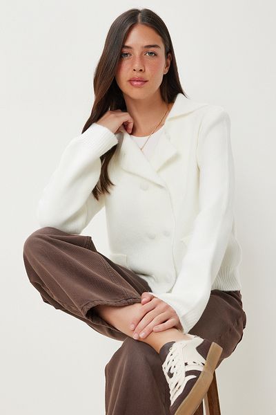 Happiness İstanbul Women's Ecru Double Button Knitwear Cardigan Yy00242