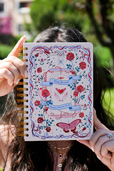 Victoria's Journals 2025-2026 Akademik Ajanda A5- Motivasyon Sayfalı-Rosy Spell Kırmızı Güllü