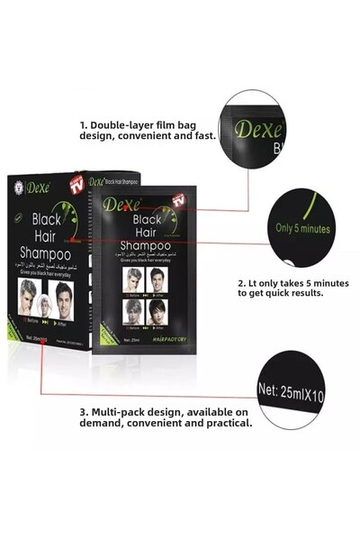 Nano Absolute Dexe Blacking Shampoo - 25ml X 10 Pieces