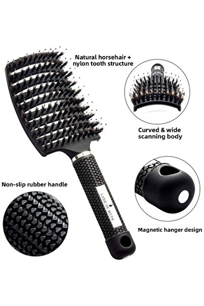 LAND OF MYTH Βούρτσα χτένας Lom1071 Detangling Hair, Αντιστατική ιοντική για ενήλικες & παιδιά - μαύρο