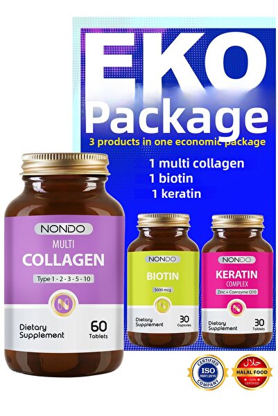 Nondo العبوة الاقتصادية لبشرة الشعر والأظافر (البيوتين والكيراتين والكولاجين ...