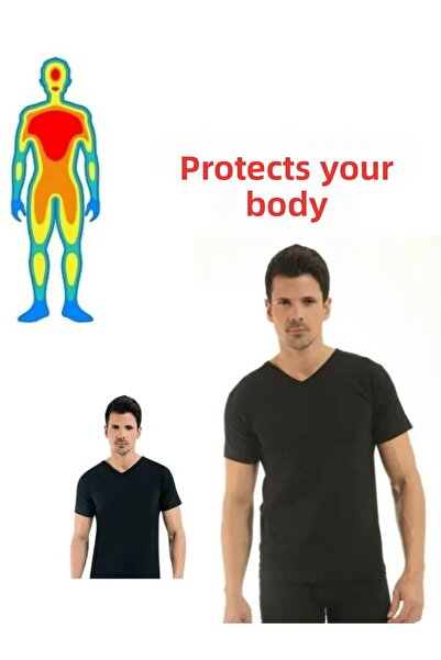 jilly jo Мъжка черна термо тениска с V-образно деколте и къс ръкав, модел 173