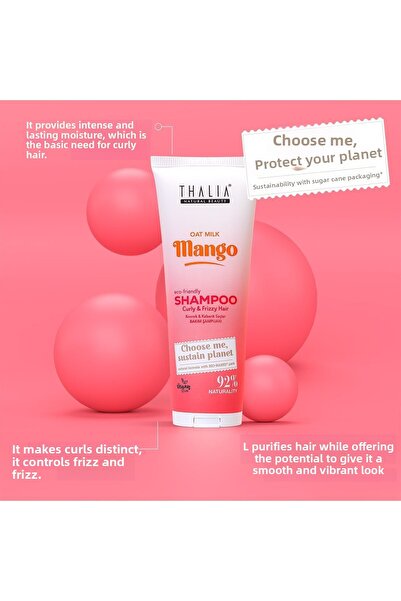Thalia Oat Milk and Mango Extract - Curly and Fluffy Hair Care Shampoo 250ml