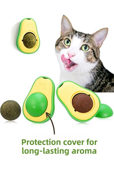 Miyav Avocado Shaped Cat Licking Ball with Edible Natural Catnip - Cat Herb Play Ball
