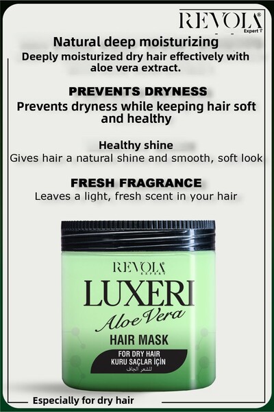 REVOLA EXPERT Luxeri Aloe Vera Hair Mask, Moisturizes Dry Hair and Gives It a Soft, Healthy Appearance 500ml