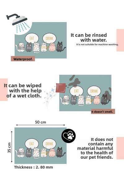 Flokser Home - Liquid Proof Zuzu Food Mat 35x50 Cm