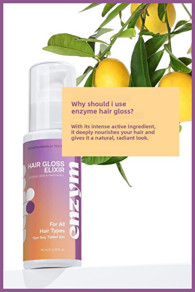 ENZYM COSMETICS Gloss Elixir Shine and Smoothness, Revitalizing Hair Care Serum 75 ml
