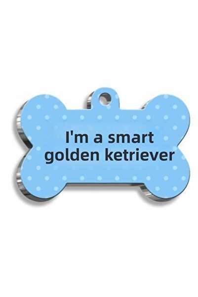 Pet Tag Art بطاقة كلب على شكل عظمة زرقاء من جولدن ريتريفر، صغيرة: 2.1 × 3.1 سم.