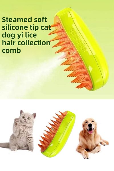 rianka Steam Soft Silicone Tip Relaxing Cat Dog Washing Hairball Collection Comb