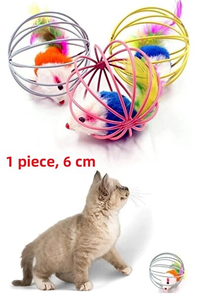 TİNEKE Cat and Dog Play Ball with Colorful Cage and Mouse 6 cm