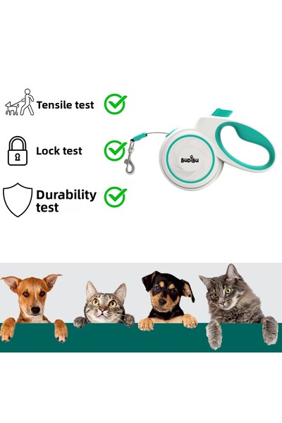 BUDİBU Automatic 5 Meter Retractable Cat and Dog Leash with Pulley | 15Kg/25Kg (S/M)