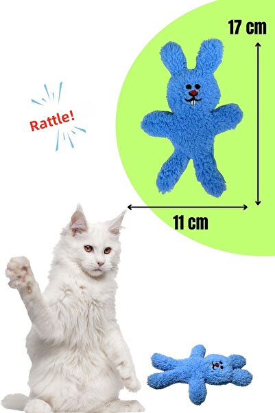 Miyav Blue Color Rattle Plush Cat Toy - Rabbit Activity Set