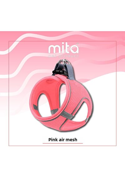 Mita Pet طوق Mita Air Mesh للقطط والكلاب عاكس مزدوج، مضاد للعرق وردي فاتح / ك...