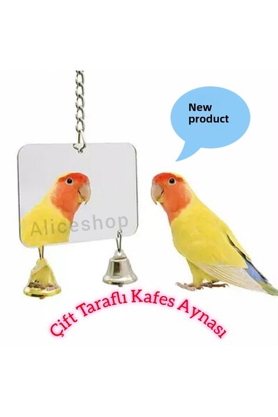 aliceshop مرآة قفص مربعة أفقية - مزدوجة الجوانب، لـ Sultan Sevda Paradise Bud...