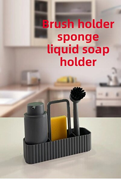 UFİX Set de chiuvetă de bucătărie cu perie albă, dozator de săpun lichid deas...