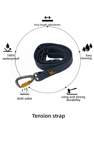 INTERLAKEN Waterproof Strong Hook Navy Blue Dog Walking Strap 2m