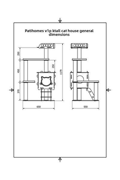 Patihomes Tiered Cat House Scratching Yellow