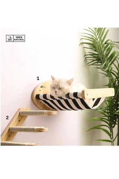 BUSHOP Cat Wall House, Cat Wall Track, Cat Wall Ladder, Cat Wall Scratching 7 Pieces Modern