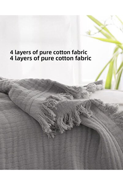 Evlen Home Collection 100% Cotton Double Muslin Bedspread 4 Layer Soft Blanket Muslin Pique Set 3 Pieces