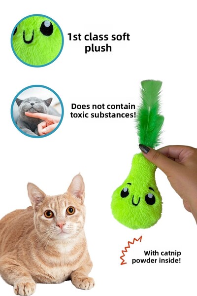 Miyav Plush Pear Cat Toy with Green Catnip - Cat Herb Toys