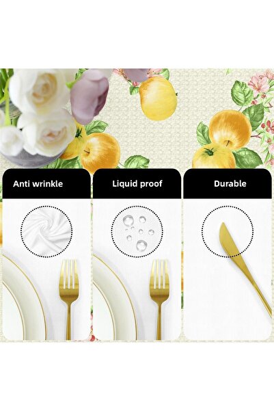 Evim Yellow Apple Pattern - Liquid Proof and Resistant Tablecloth