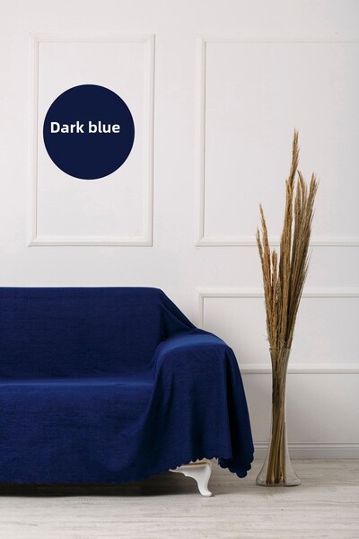 VELERDE HOME Navy Blue Oversize Double Sided Sofa Bed Seat Cover Shawl that Covers Arms