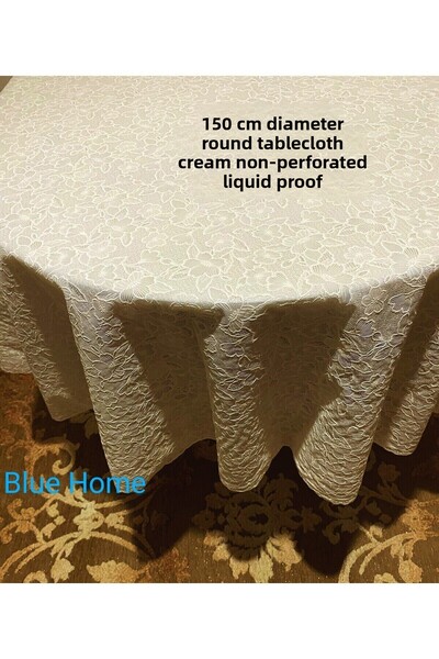 Blue Home Față de masă de bucătărie cu aspect rotund din dantelă din PVC, rez...