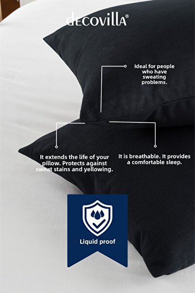 Decovilla Протектор за възглавница с микро цип, водоустойчив, комплект от 2 части, протектор за възглавници 50x70