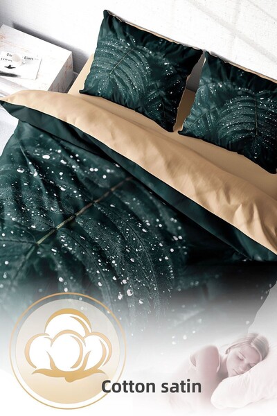 PerlaSera 3D Custom Design - Double Duvet Cover Set, Tightly Woven Cotton Satin, Drop Leave