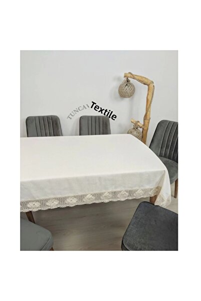 TUNCAY TEKSTİL Față de masă din dantelă din in, modernă, simplă, bumbac, lenjerie de subsol, pătrată, dreptunghiulară, rotundă