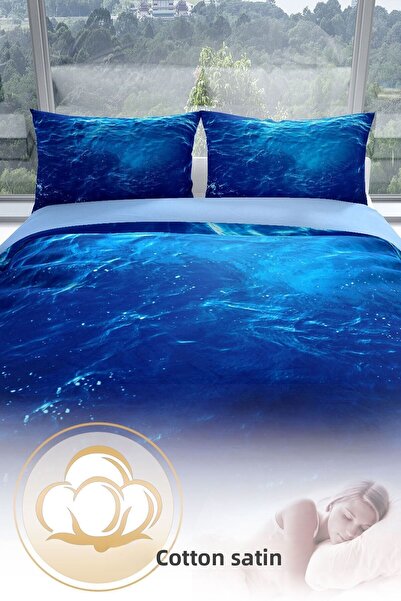 PerlaSera Middle Sea 3d Cotton Satin Double Duvet Cover Set