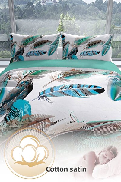 PerlaSera Νέο Σετ Παπλωματοθήκη από Βαμβακερό Σατέν 3d Νεφρίτη