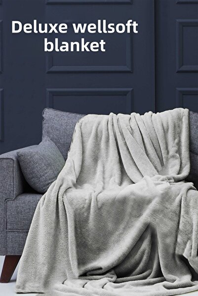 Mislina Home Deluxe Wellsoft Blanket Light Gray Double 200x220 cm